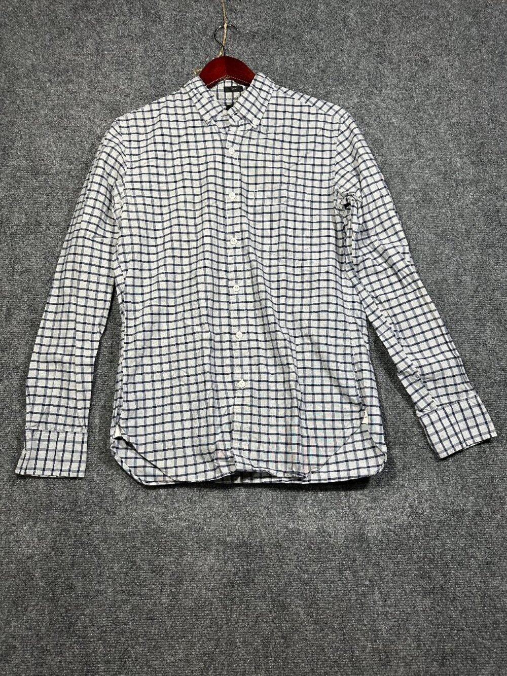 J Crew Shirt Mens Small Slim Fit Button Down Gray Plaid Cotton Long Sleeve Pocke